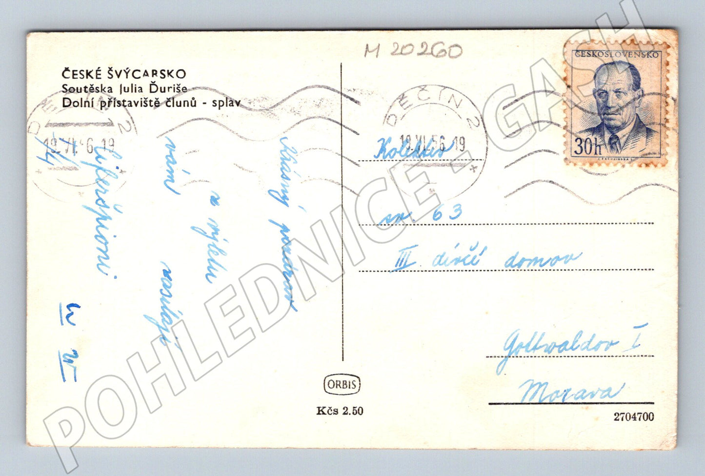 Pohlednice České Švýcarsko soutěska lodiček 1949 (M20260)
