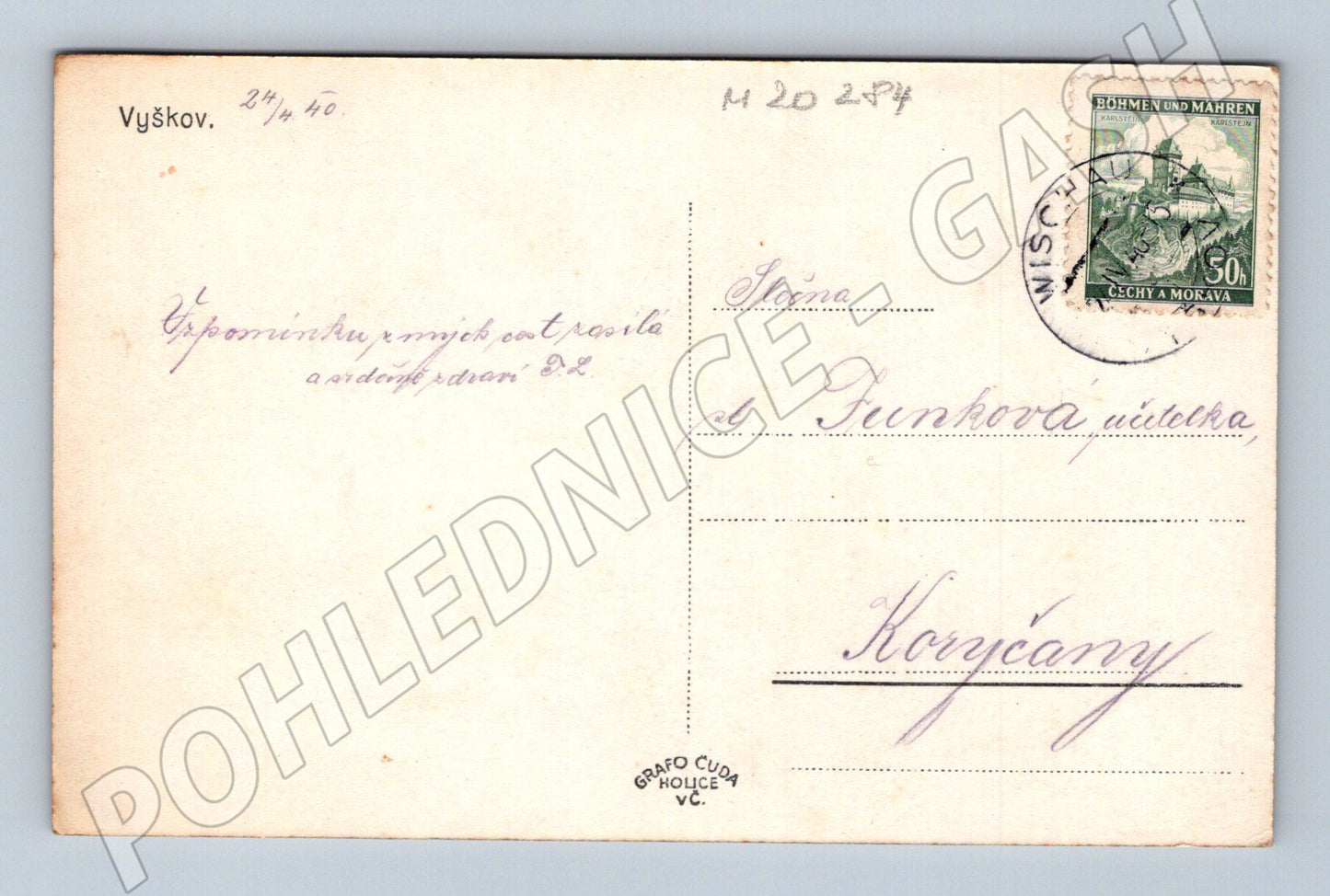 Pohlednice Vyškov 1940 Čechy Morava (M20284)