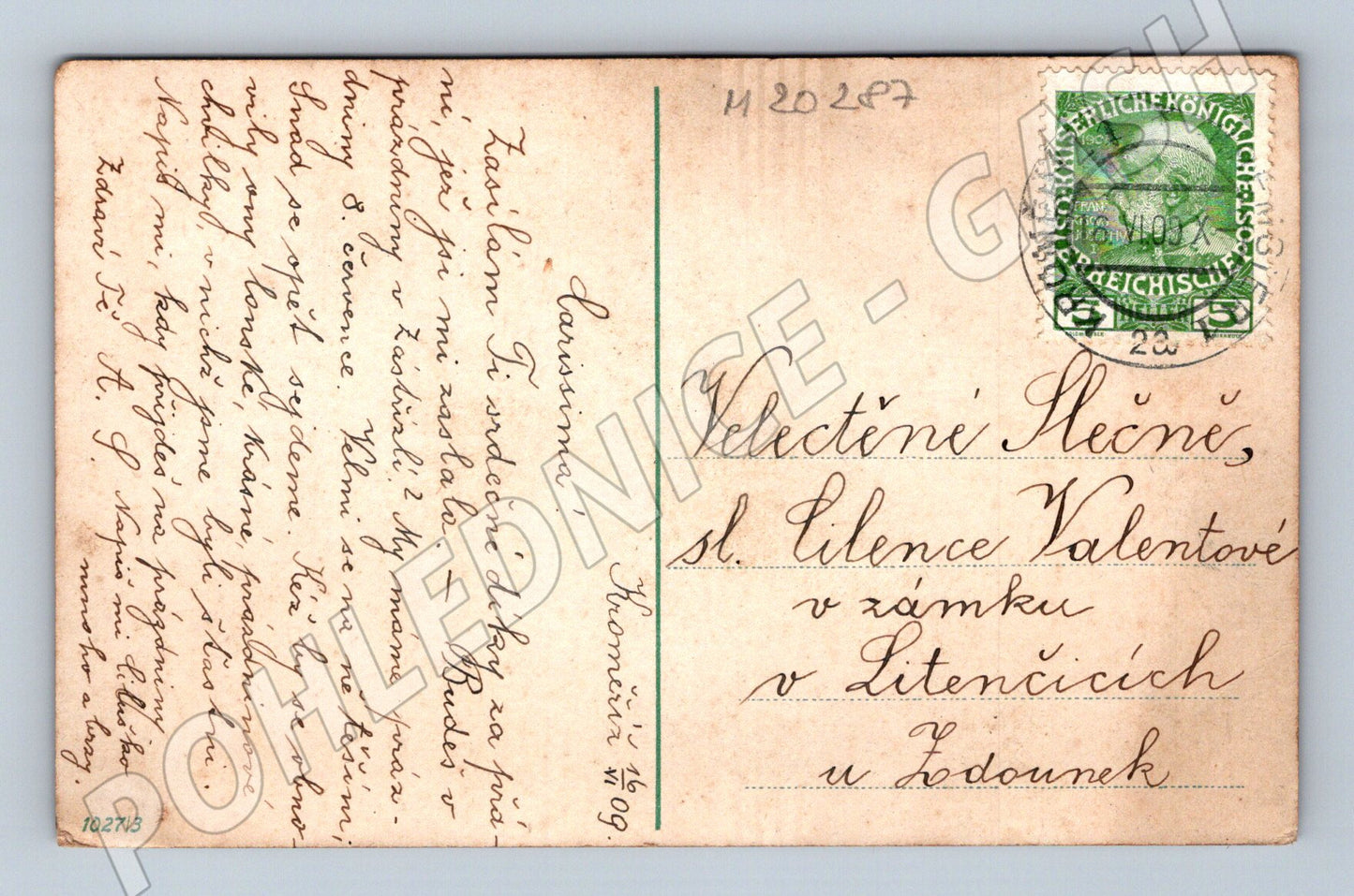 Pohlednice Kroměříž krajina 1909 (M20287)
