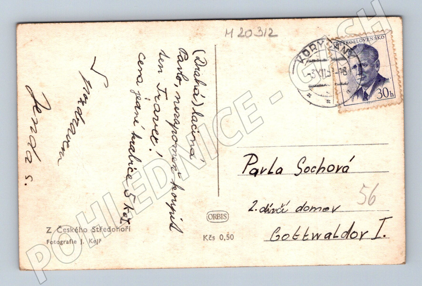 Pohlednice hrad Hazmburk České středohoří 1948 (M20312)