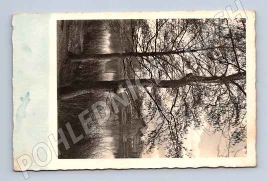 Pohlednice Slezská Opava krajina u řeky 1950 (M20317)