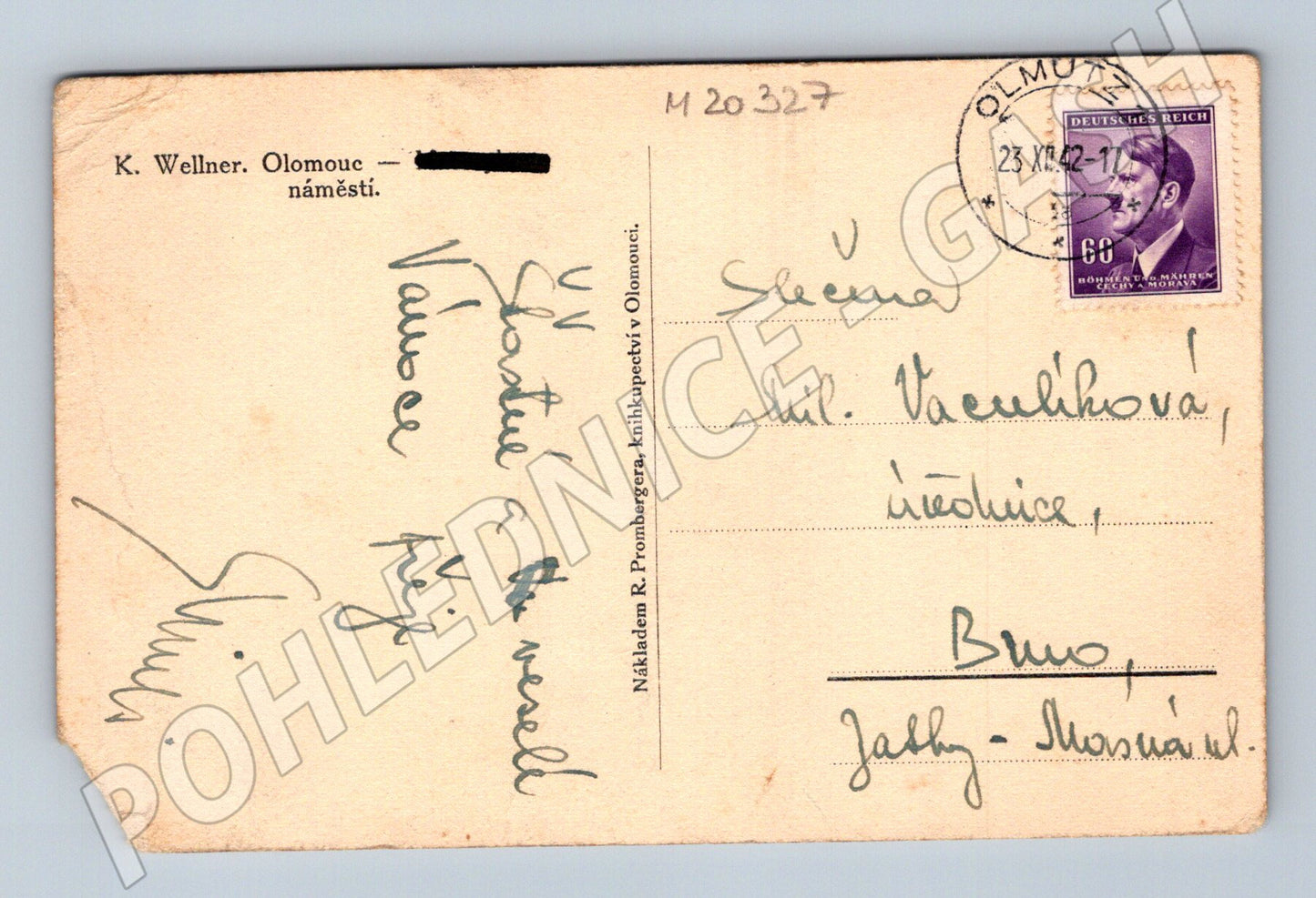 Pohlednice Olomouc historické náměstí 1942 (M20327)