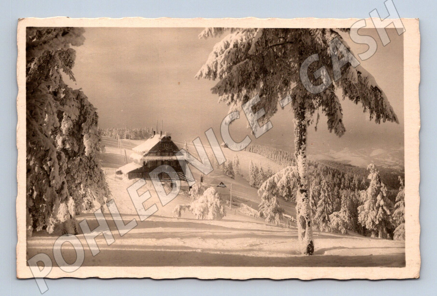 Pohlednice Javorníky hotel Portáš zimní 1941 (M20328)