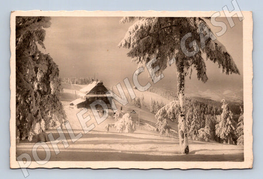 Pohlednice Javorníky hotel Portáš zimní 1941 (M20328)