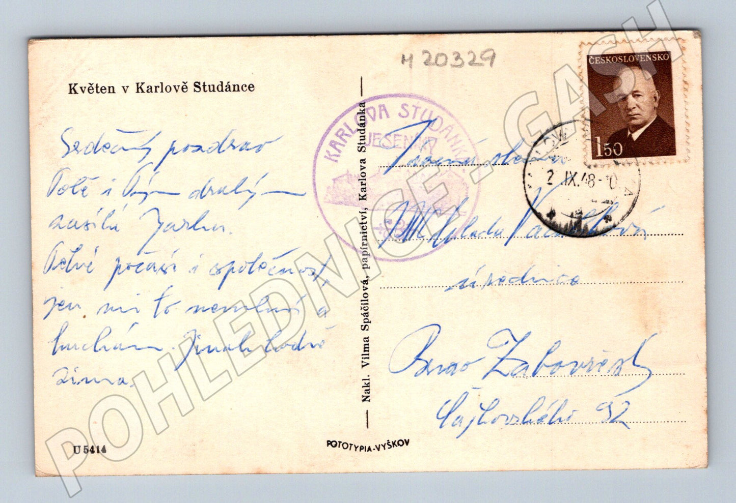 Pohlednice Karlova Studánka květen (M20329)