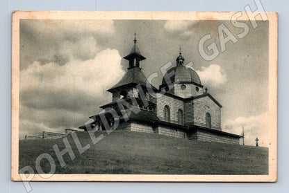 Pohlednice kaple na Radhošti černobílá (M20357)