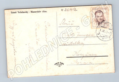 Pohlednice Lázně Velichovky Masarykův dům 1952 (M20412)