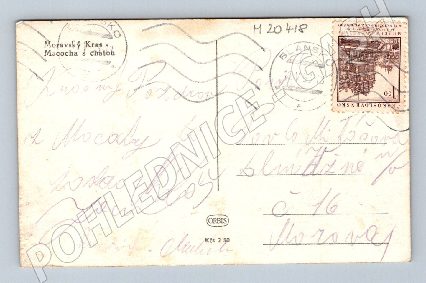 Pohlednice Macocha s chatou černobílá (M20418)