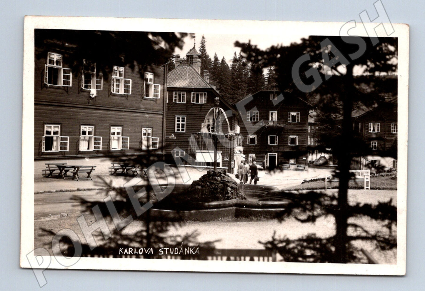 Pohlednice Karlova Studánka černobílá (M20428)