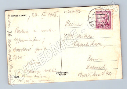Pohlednice Staré Hamry 1946 Fototypia Vyškov (M20437)