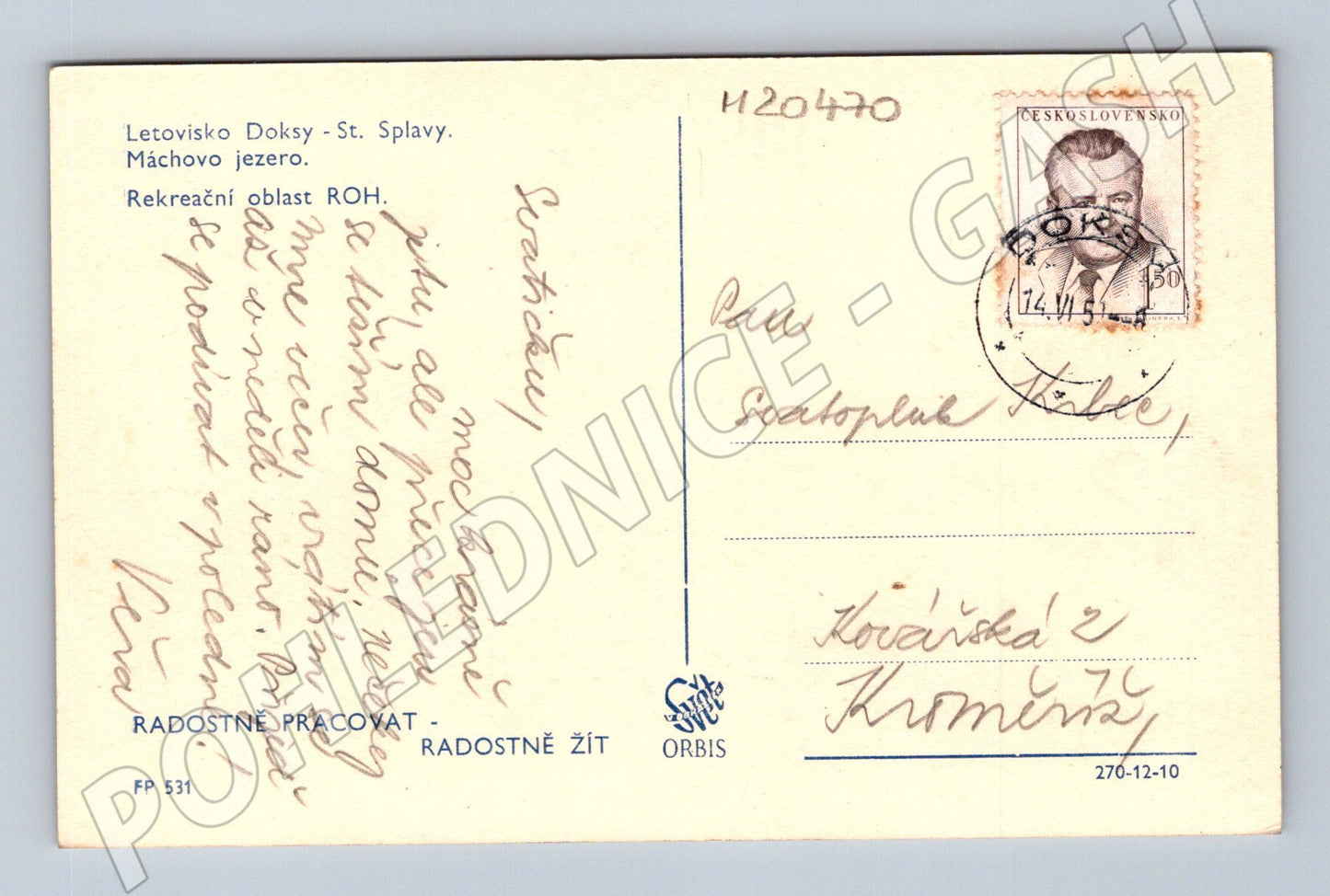 Pohlednice Máchovo jezero Doksy 1955 (M20470)