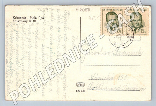 Pohlednice Krkonoše Malá Úpa Zotavovny ROH zimní zn 1951 (M2050)