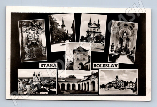 Pohlednice Stará Boleslav koláž památek (M20518)