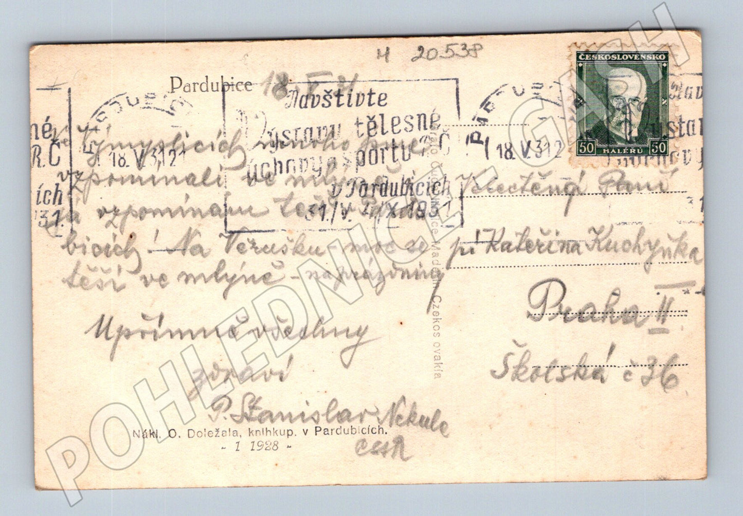 Pohlednice Pardubice hrad 1928 (M20538)