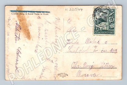 Pohlednice chata U Švarné Hanky Gruň Beskydy 1948 (M20544)