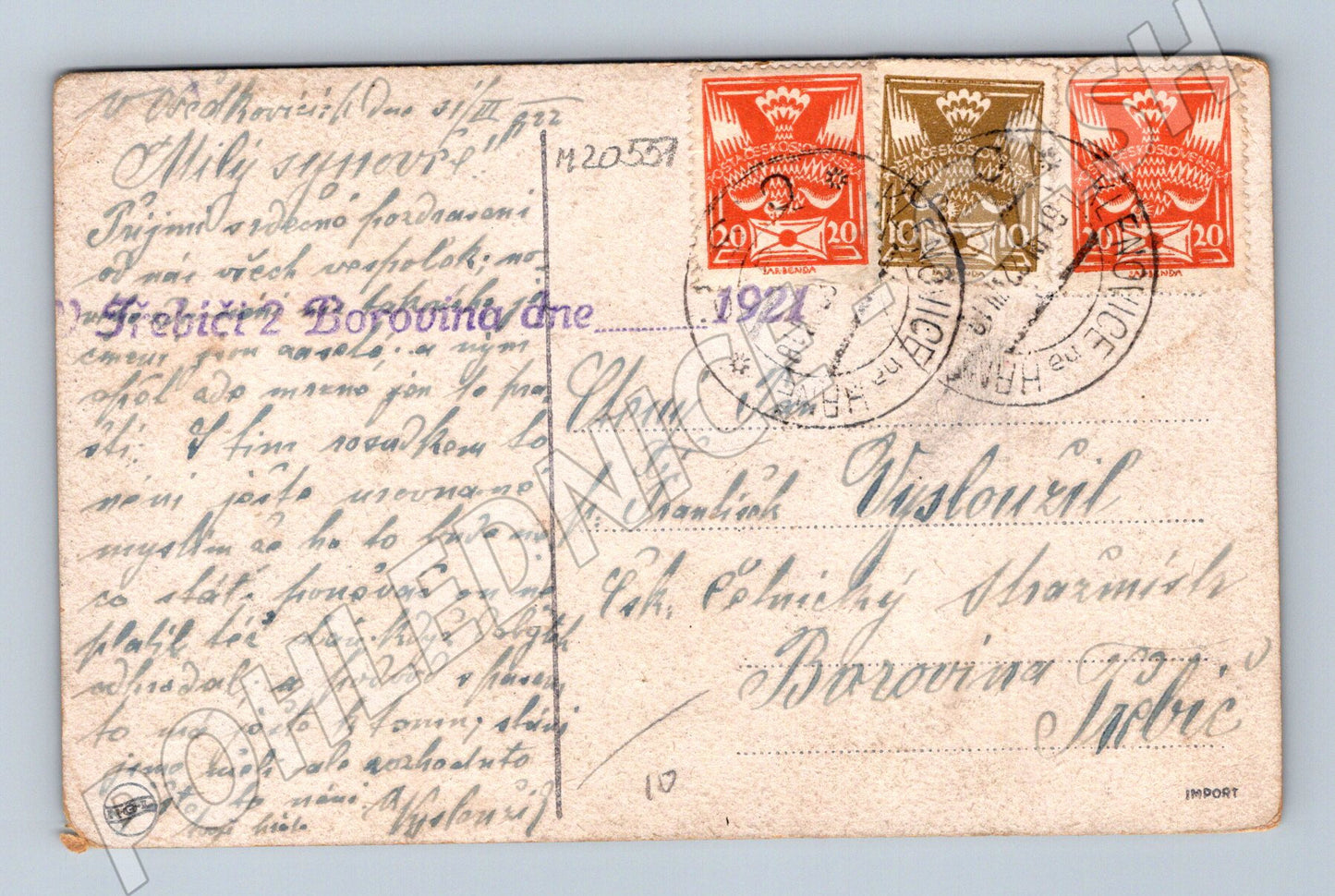 Pohlednice česká chalupa u vody 1921 (M20551)