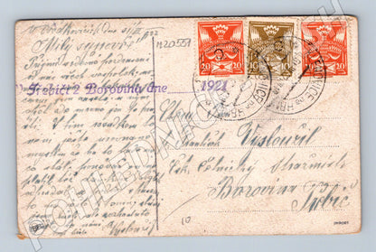Pohlednice česká chalupa u vody 1921 (M20551)
