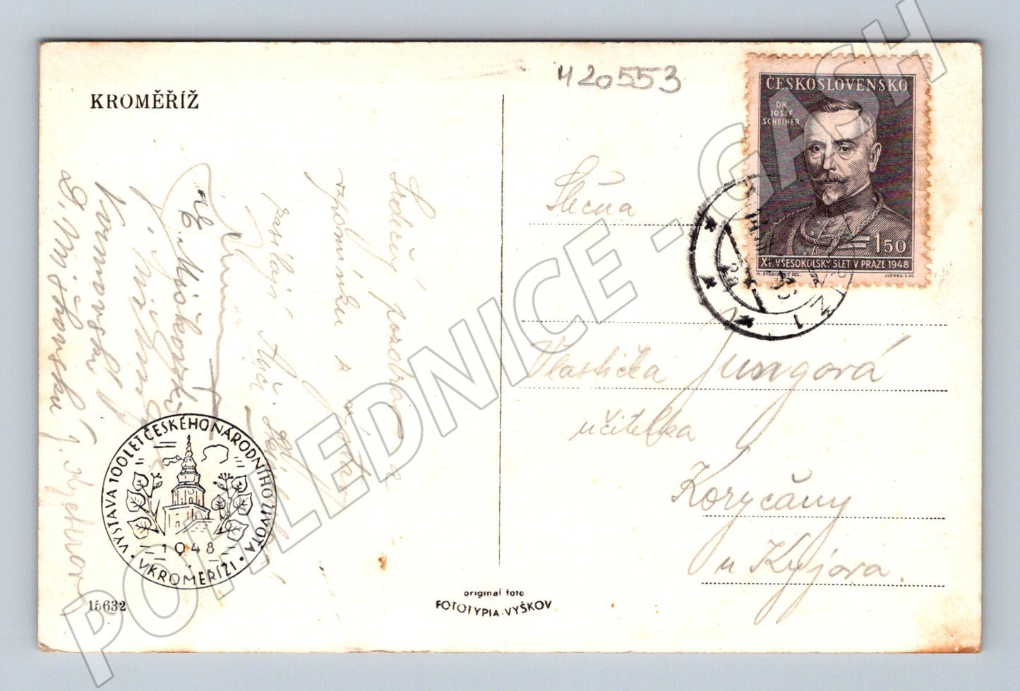 Pohlednice Kroměříž 1948 výstava (M20553)
