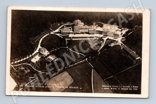 Pohlednice léčebna Paseka letecký pohled 1928 (M20555)