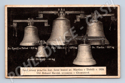 Pohlednice Třebíč nové zvony kostela sv Martina 1924 (M20570)