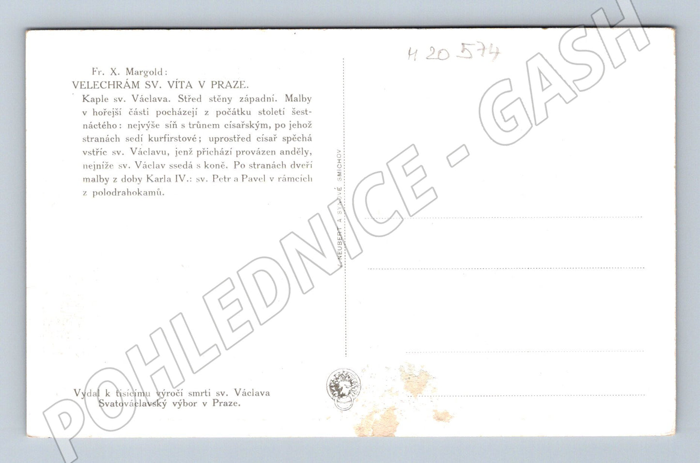 Pohlednice kaple sv Václava katedrála sv Víta Praha (M20574)