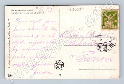 Pohlednice Praha Karlův most akvarel Šetelík 1923 (M20588)