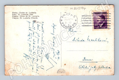Pohlednice Praha kostel sv Ludmily 1943 (M20594)