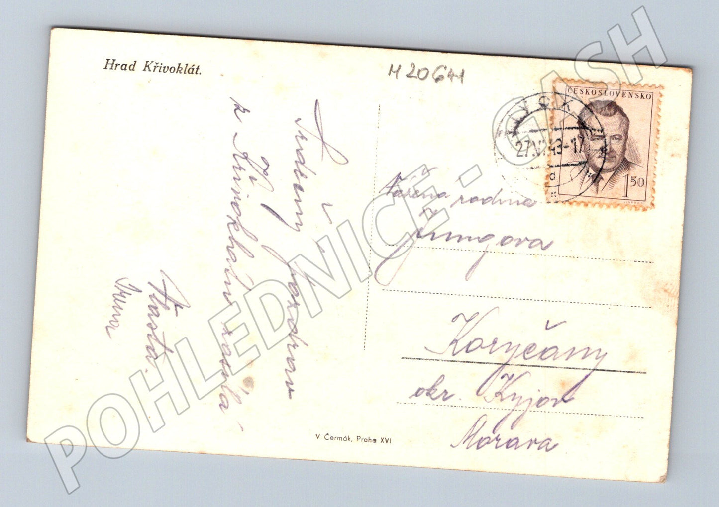 Pohlednice hrad Křivoklát 1951 (M20641)