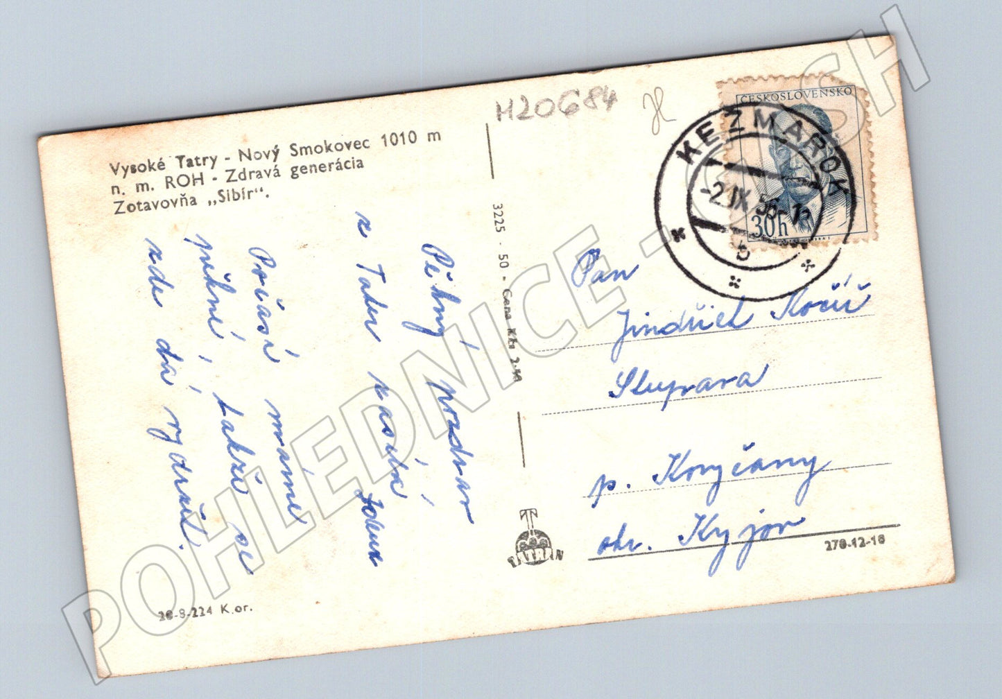 Pohlednice Nový Smokovec zotavovna Sibiř 1951 (M20684)