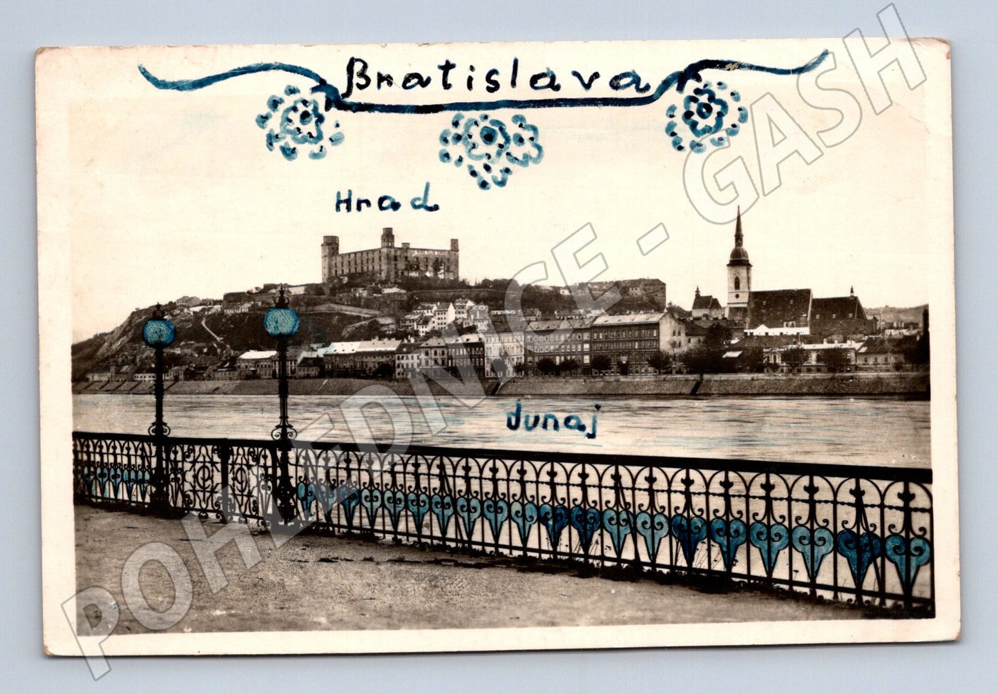 Pohlednice Bratislava Dunaj a hrad 1947 (M20696)