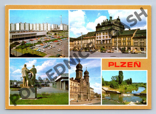 Pohlednice Plzeň – koláž významných míst (M207)