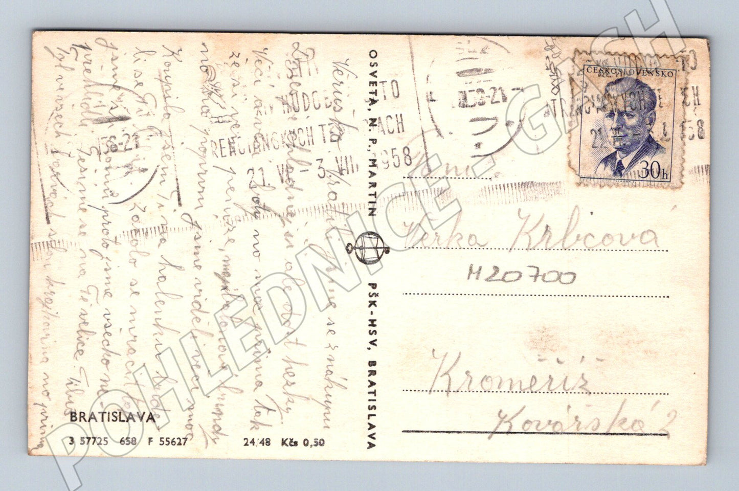 Pohlednice Bratislava hrad 1958 (M20700)