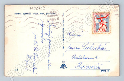 Pohlednice Banská Bystrica noční fontána 1965 (M20713)