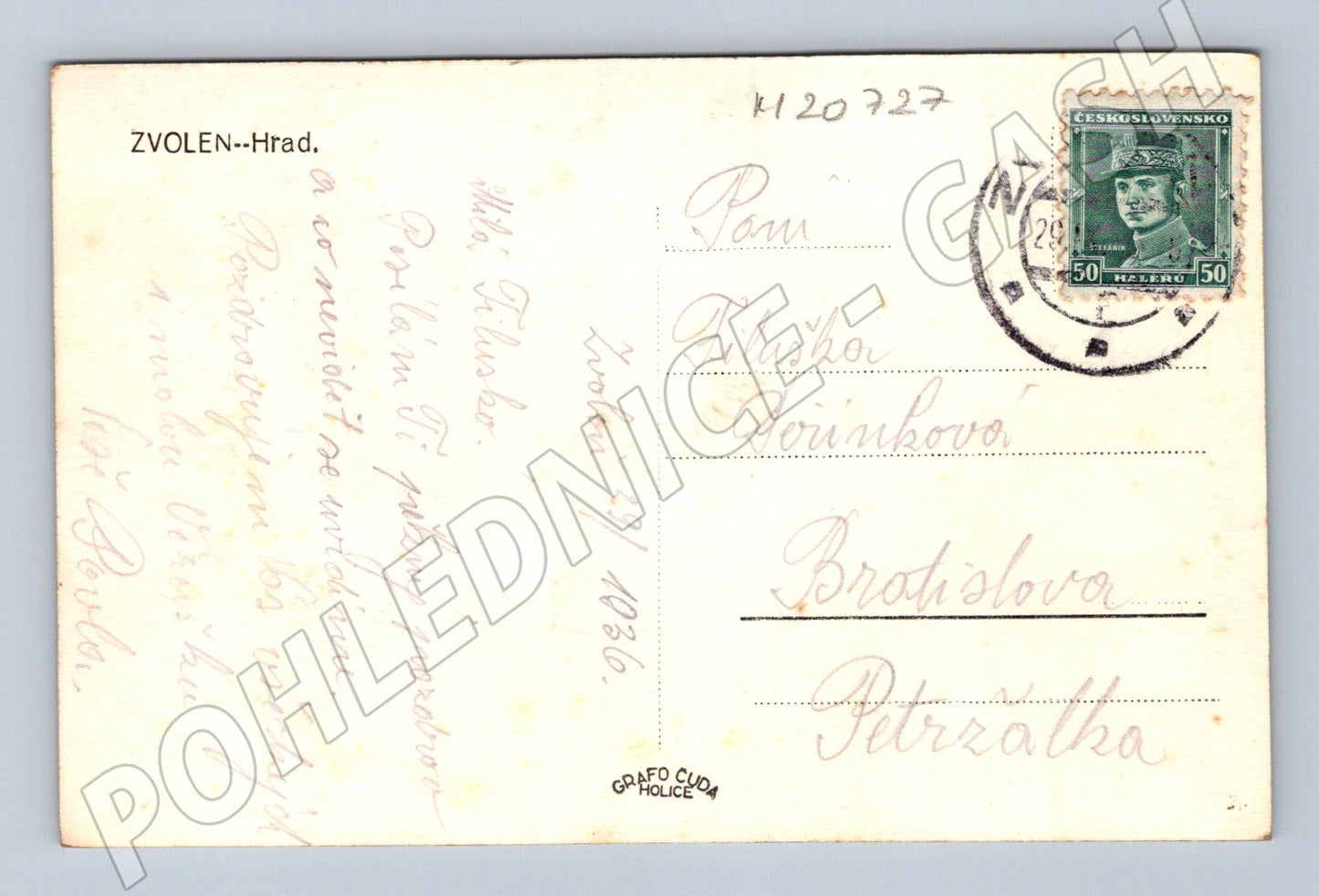 Pohlednice Zvolen hrad 1936 (M20727)