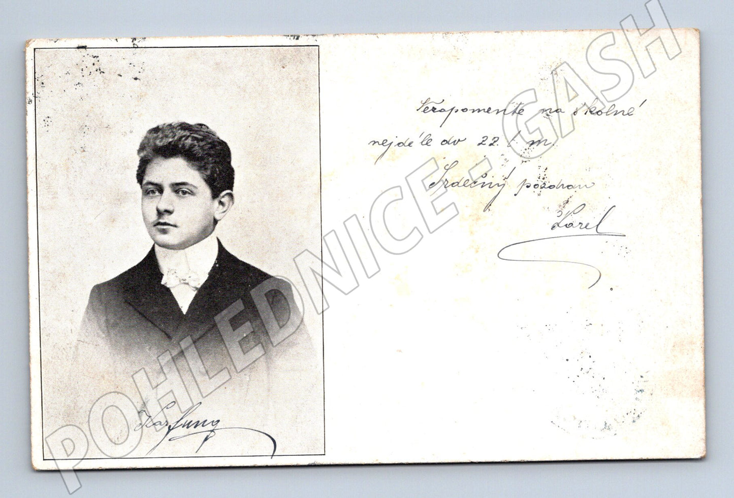 Pohlednice korespondenční lístek portrét podpis 1901 (M20793)