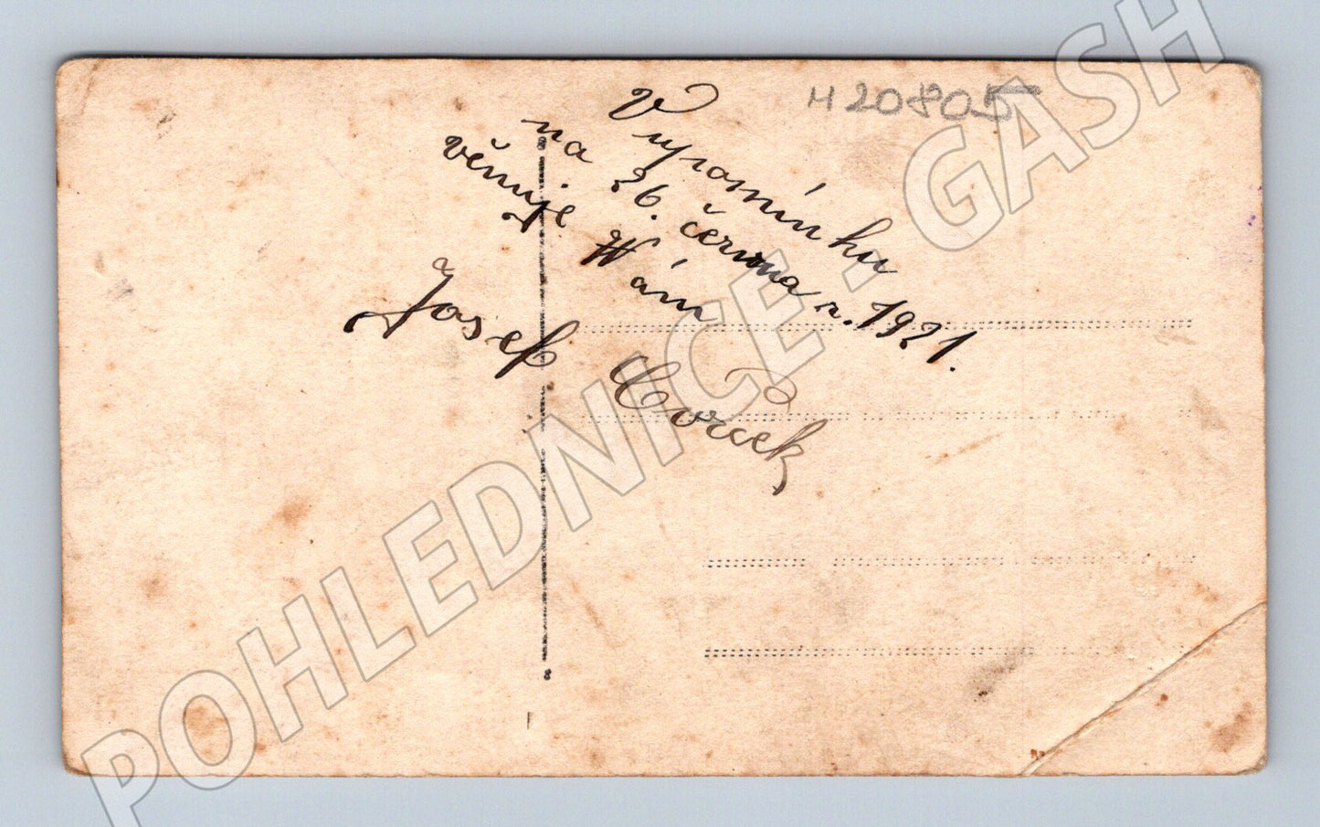 Pohlednice portrét mladého muže věnování 1921 (M20805)