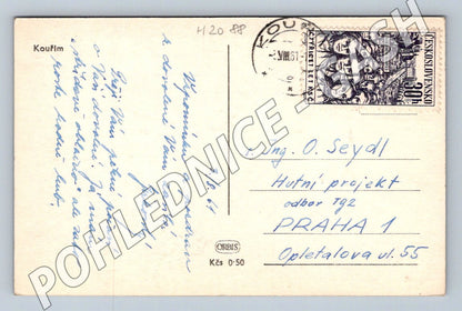 Pohlednice Kouřim rozkvetlé jaro 1951 (M2088)