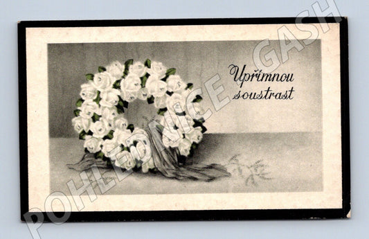 Pohlednice smuteční Upřímnou soustrast černobílá (M20891)
