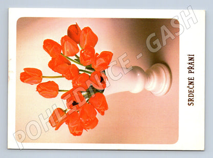 Pohlednice srdečné přání tulipány 1989 (M20914)