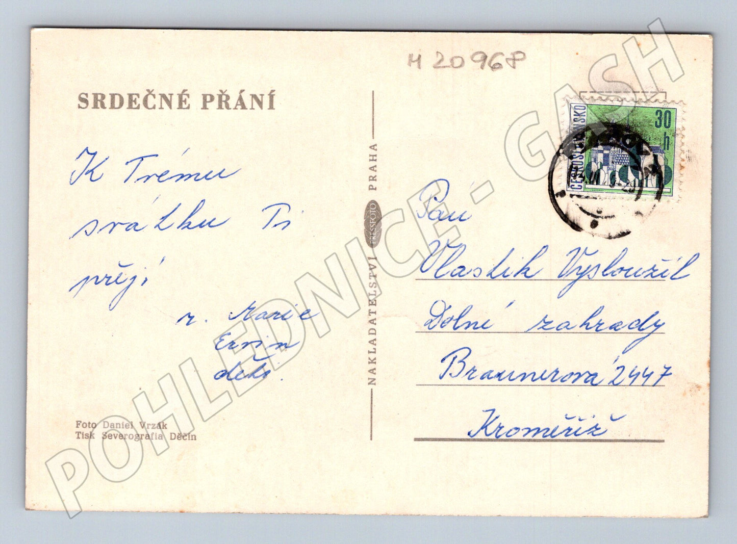 Pohlednice červené růže (M20968)