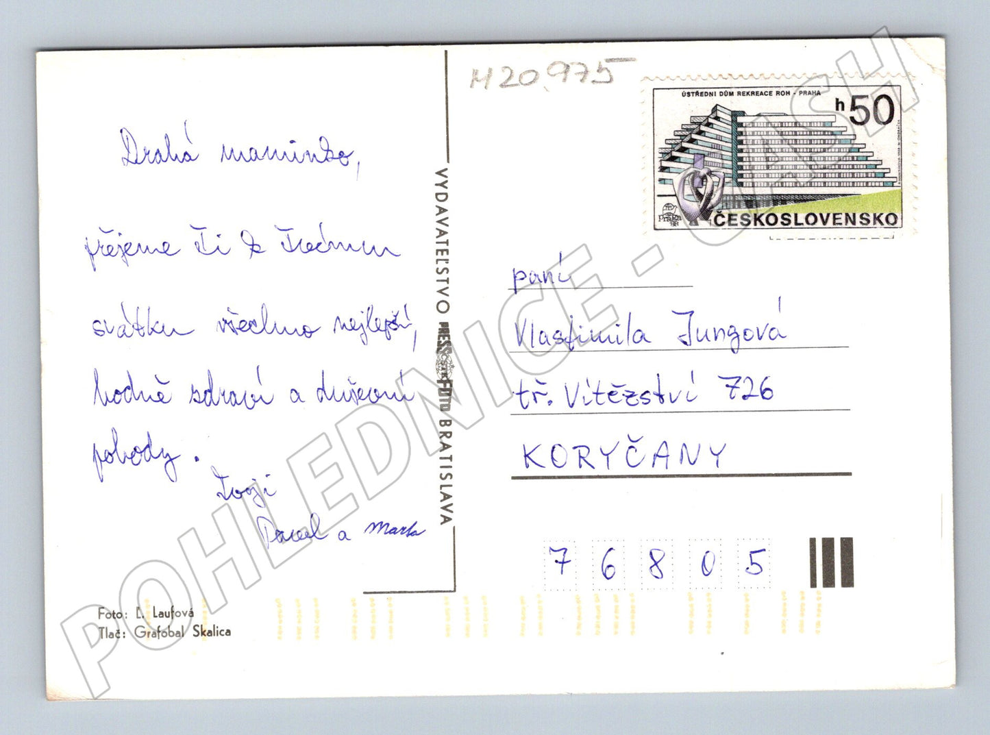 Pohlednice MDŽ květiny v konvi (M20975)