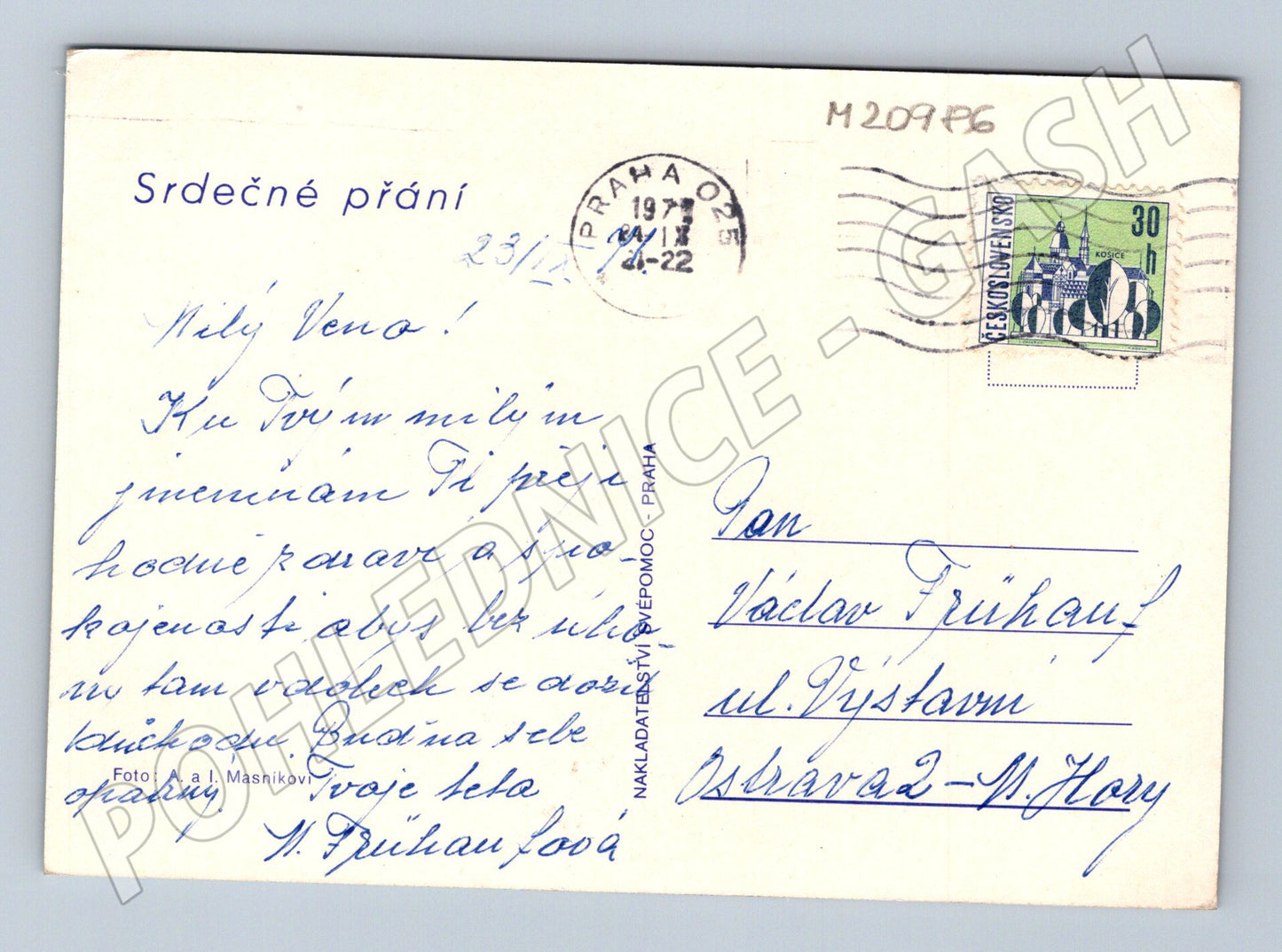 Pohlednice žluté růže 1972 (M20986)