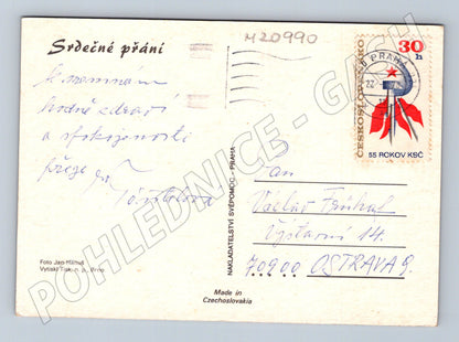 Pohlednice růžové květy 1976 (M20990)