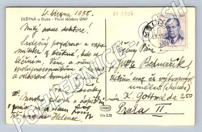 Pohlednice Deštná u Dubé plicní léčebna PP zn ČSR 1955 (M2107)