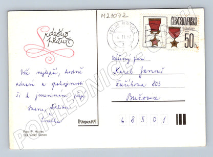 Pohlednice květiny ve váze 1974 (M21072)