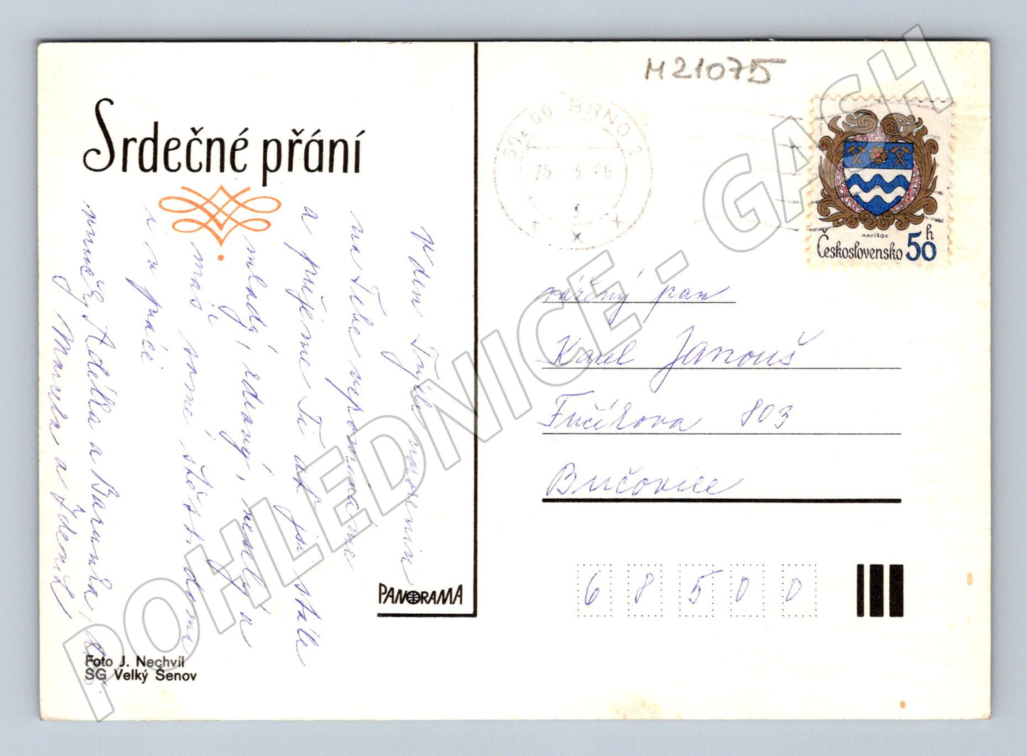 Pohlednice narciska 1986 (M21075)