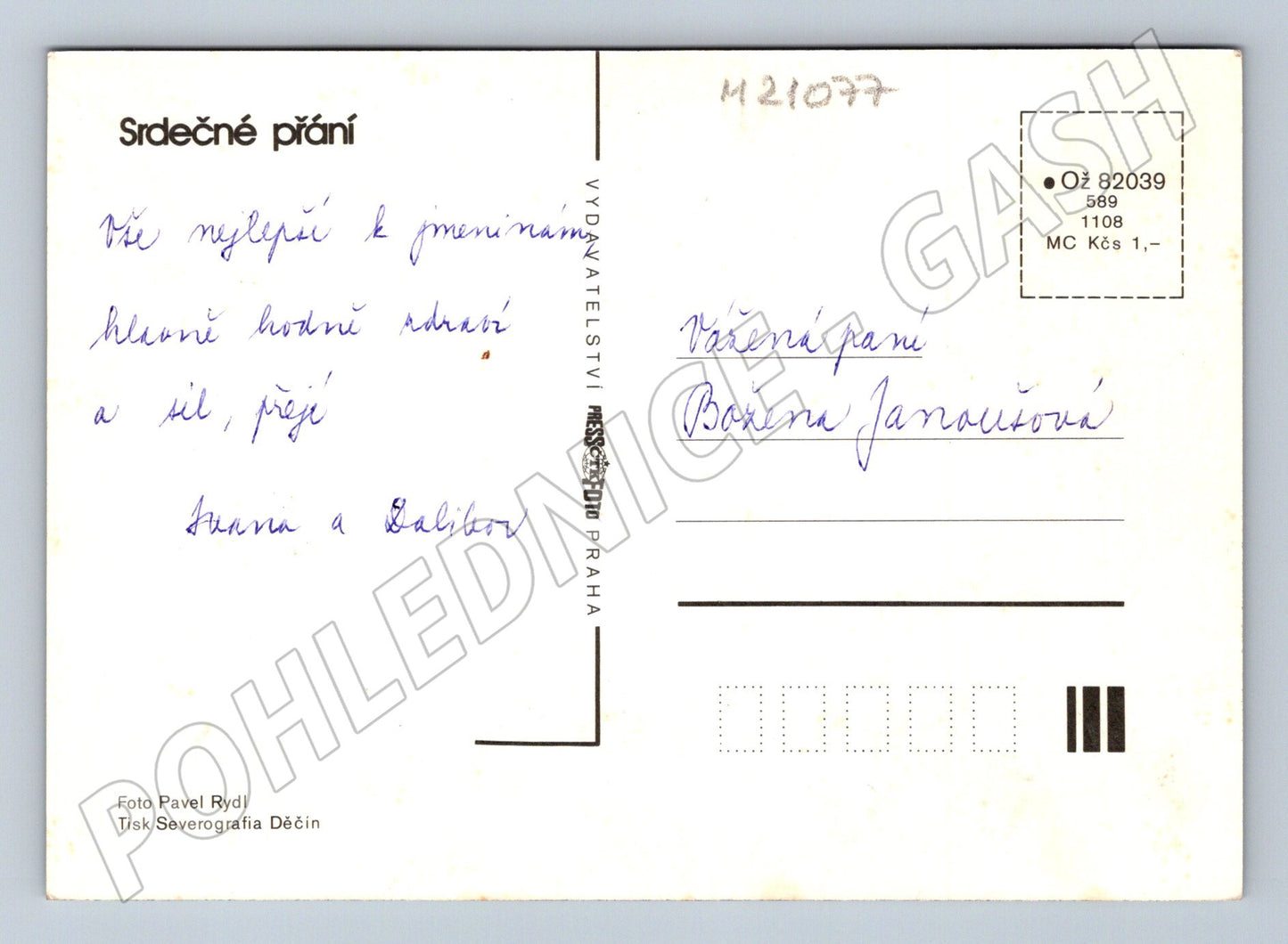 Pohlednice frézie ve váze (M21077)