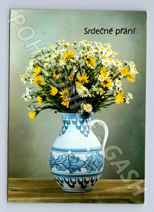 Pohlednice srdečné přání květiny 1989 (M21082)