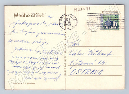 Pohlednice květiny sklo 1972 (M21091)