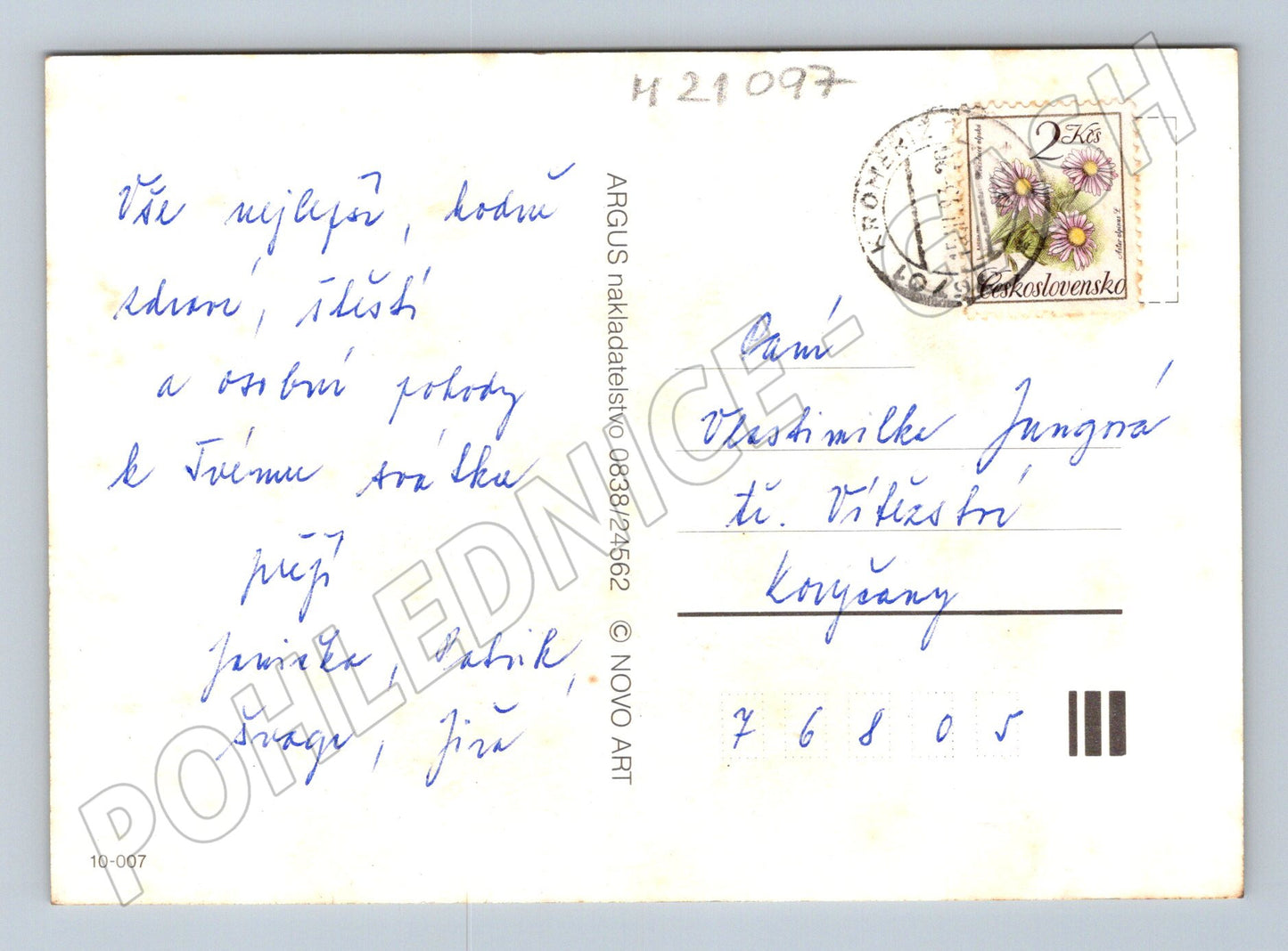 Pohlednice květinové přání velký formát (M21097)